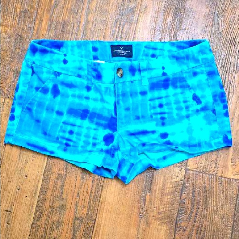 American Eagle Outfitters Shortie Shorts Teal and Blue Size 6